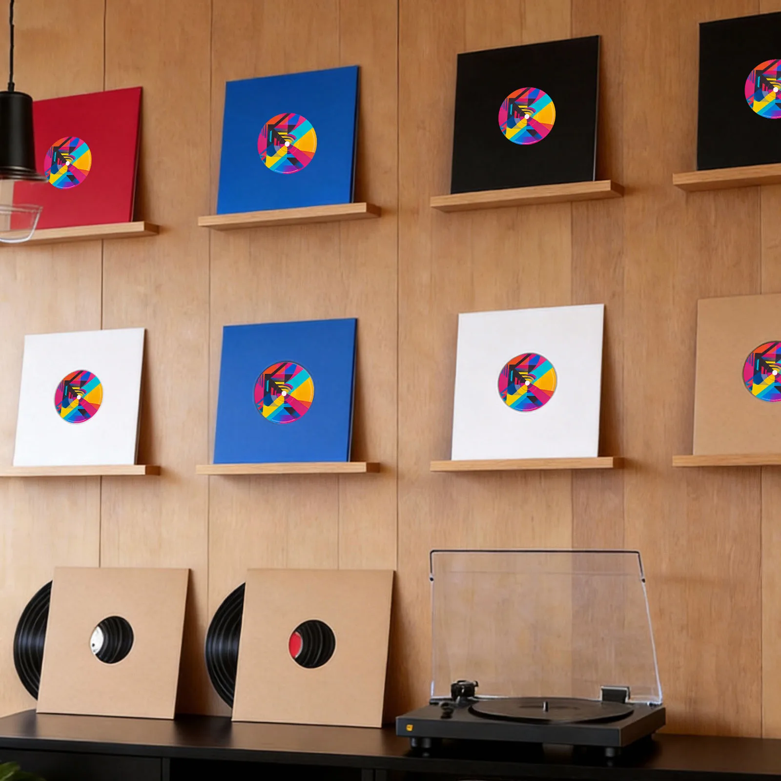 10/20 szt. Wewnętrzne papierowe okładki na płyty winylowe, antystatyczne, z papieru kraft, z otworem na środku i poliestrową podszewką, do albumów. — zdjęcie produktu 4