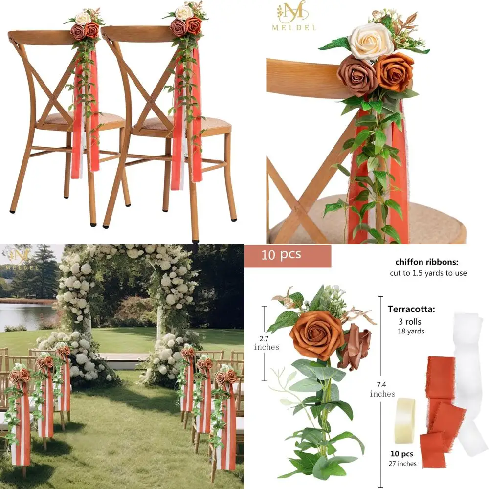 

Искусственные украшения для свадебного стула цвета слоновой кости оранжевого цвета с лентой для церемониального приема
