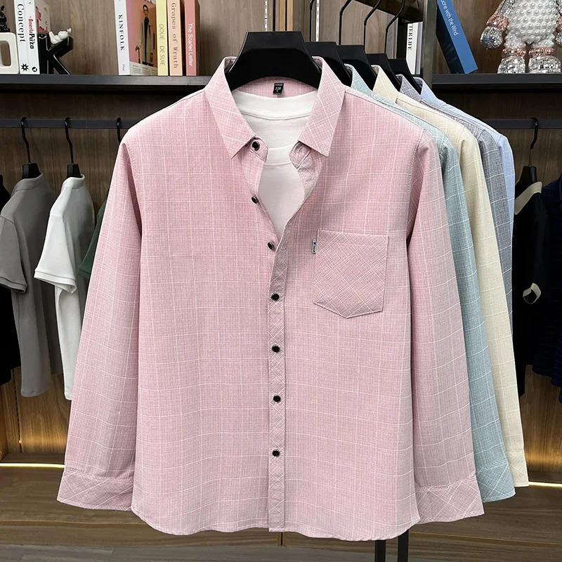 Men Formal Plaid Short Sleeve Shirt Business Office Button Up Tops With Chest Pocket For Men Work And Daily Casual Use