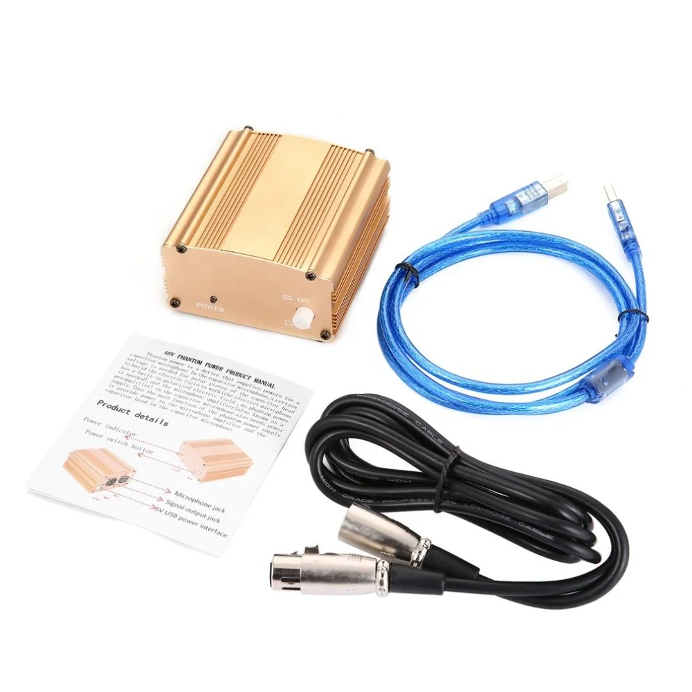 Hot Sale 48V Phantom Power USB Power Supply for High Sensitivity Professional Condenser Microphone  48v Mic Power Supply