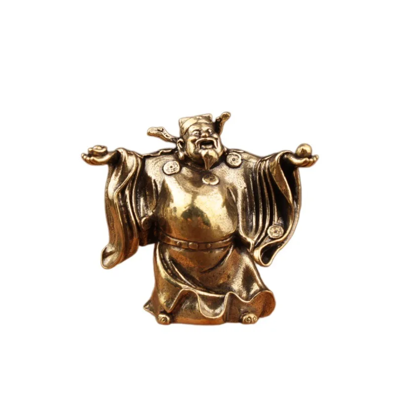1/2 pieces of brass God of Wealth ornaments, grand God of Wealth ornaments, brass small copper ornaments, Happy Buddha view 5