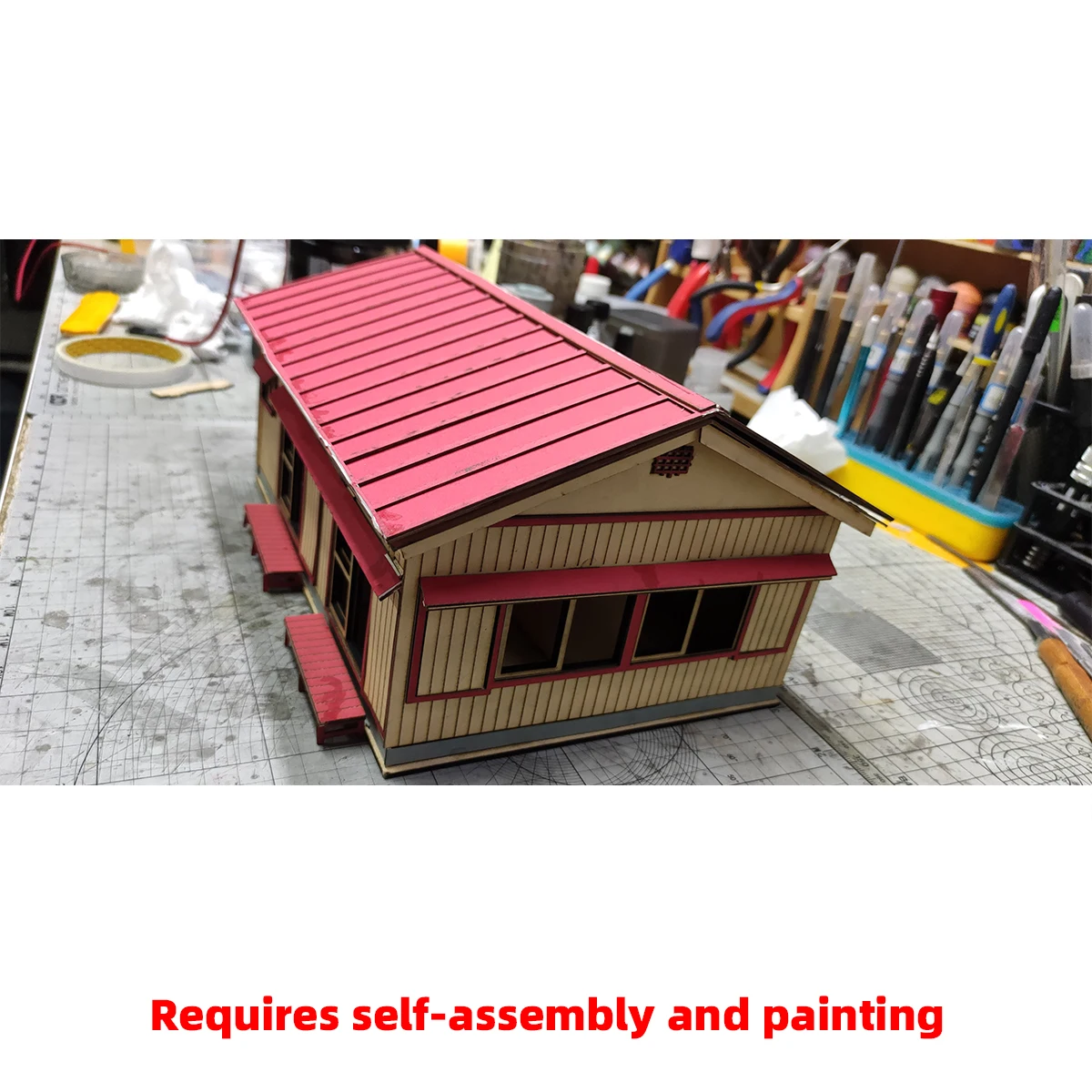 N HO Maßstab Modellbausatz Gebäude Haus Hütte Miniatur Diorama Modell-Eisenbahn-Layout Modell 1/35 1/48 1/64 1/72 1/87 1/150 – Detail 4