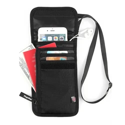 Travel Passport Bag Waterproof Nylon Storage Bag Rfid Id Card Hanging Neck Document Bag Anti-Theft Wallet Family Passport Clip