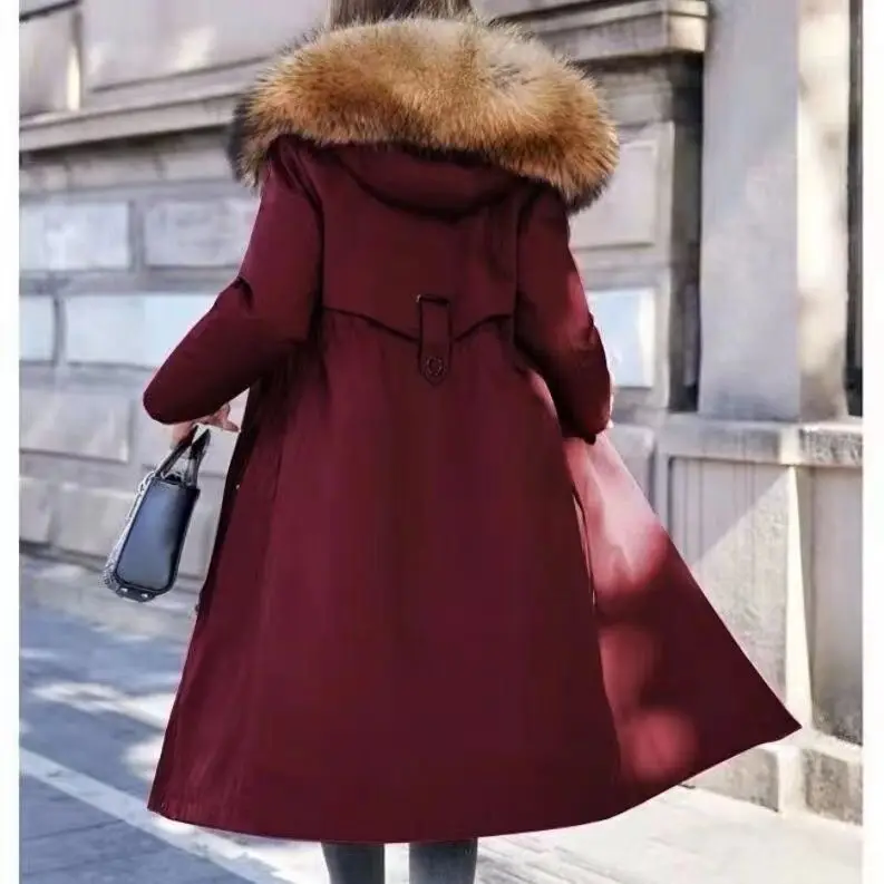 Chic Pai Overcome Winter Plus Velvet Thick Warm Parka High-End Detachable Liner Hooded Cotton-Padded Coat Women's Overcoat