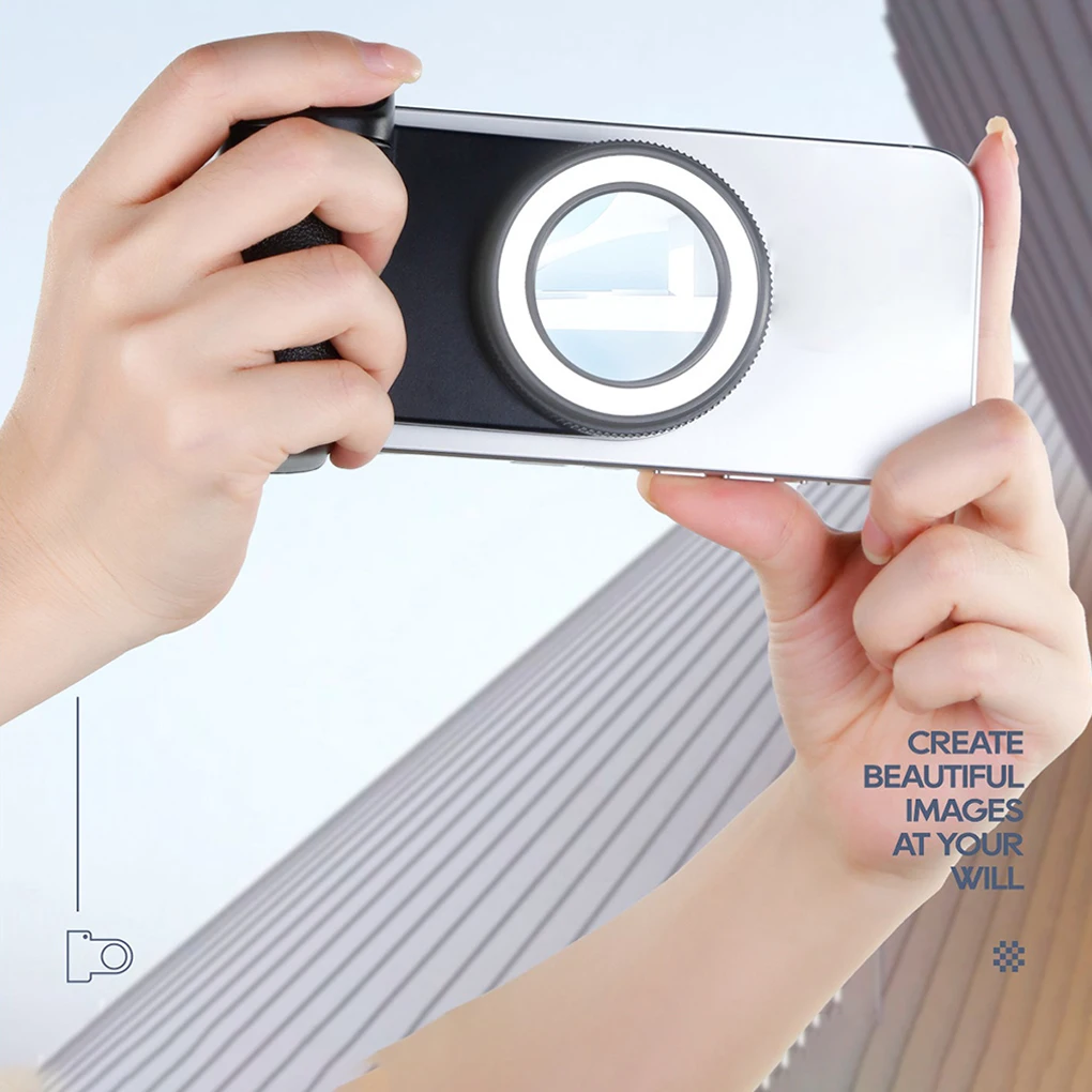 Magnetic Smartphone Handle Grip with Detachable 30M Bluetooth Remote with Fill Light Anti-shake Selfie Shoot Fill Light