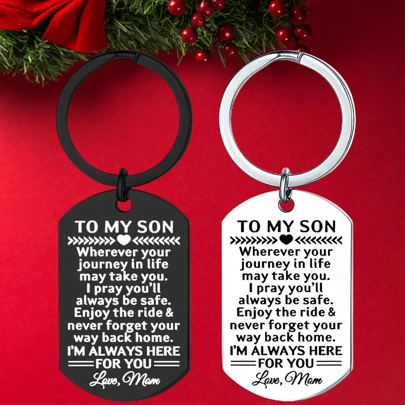 Hot To My Son Love Gifts Keychain Pendant  Enjoy The Ride, Graduation Christmas Gifts Key Chain Keyring