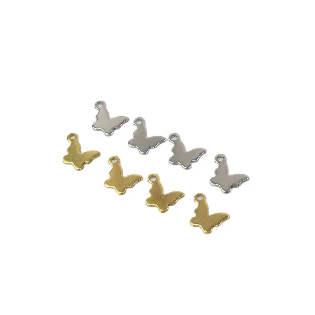 10/50pcs 10mm Wholesale StainlessSteel Butterfly Dangling Charms DIY Anklets Earrings Bracelets Unfading Vacuum Plate 2 Colors