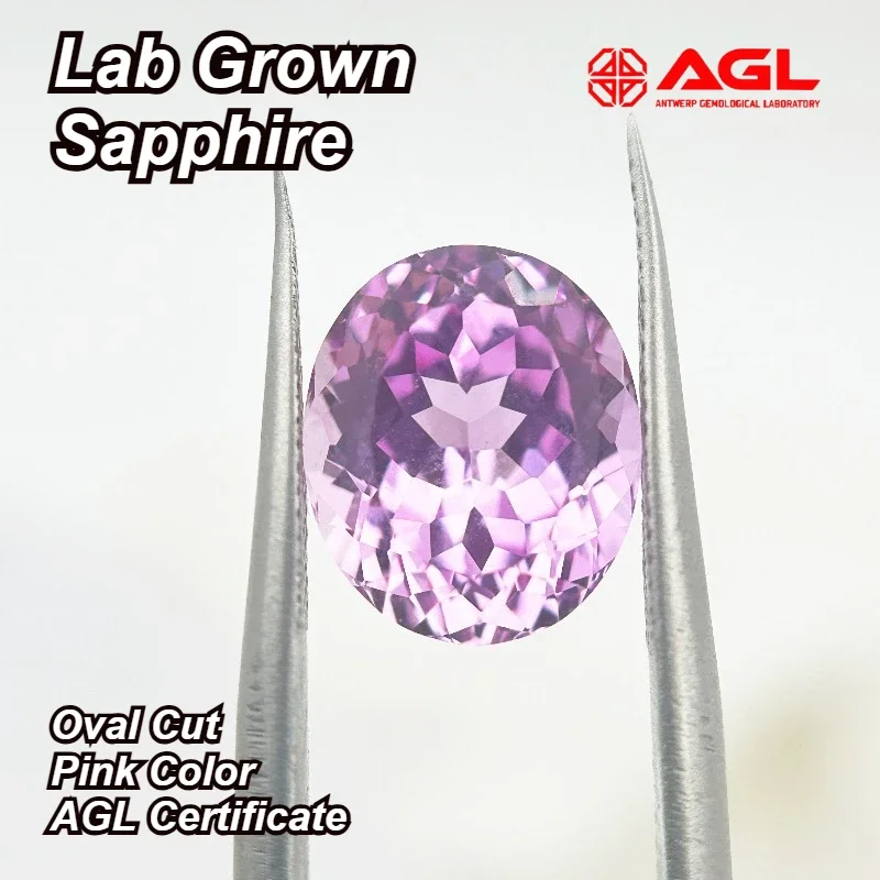 Lab Grown Sapphire Oval Cut Pink Color Charm Gemstone for DIY Advanced Jewelry Making Inlay Selectable AGL Certificate