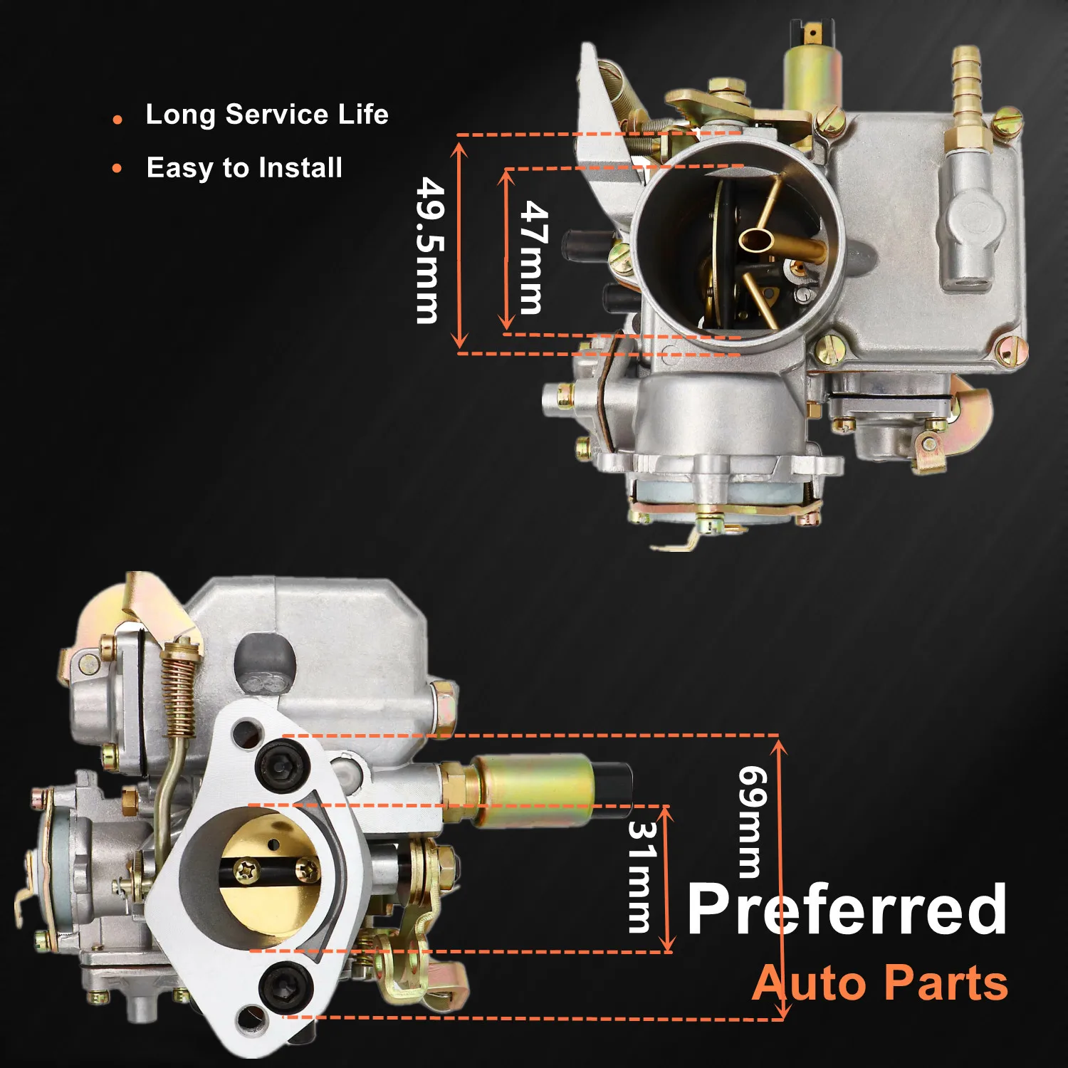 المكربن 30/31 Pict-3 المكربن مع موزع منفذ واحد متوافق مع VW Beetle Ghia 113129029A 027H117510E