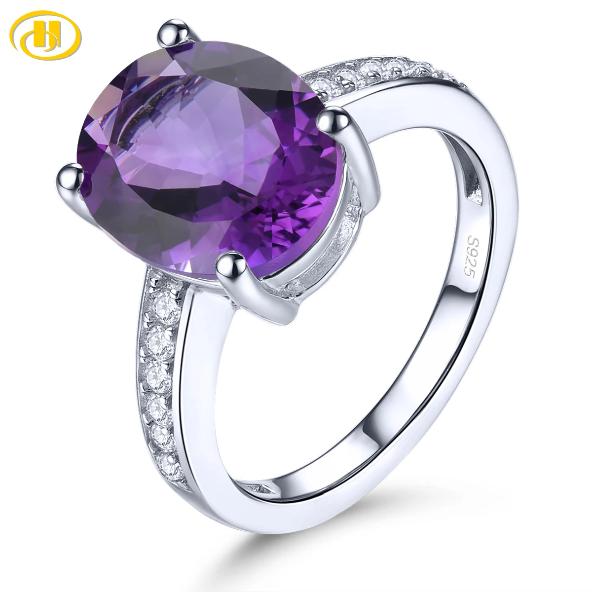 

Natural Amethyst 925 Sterling Silver Ring 4.1 Carats Genuine Gemstone Classic Style Fine Jewelry for Anniversary Gift