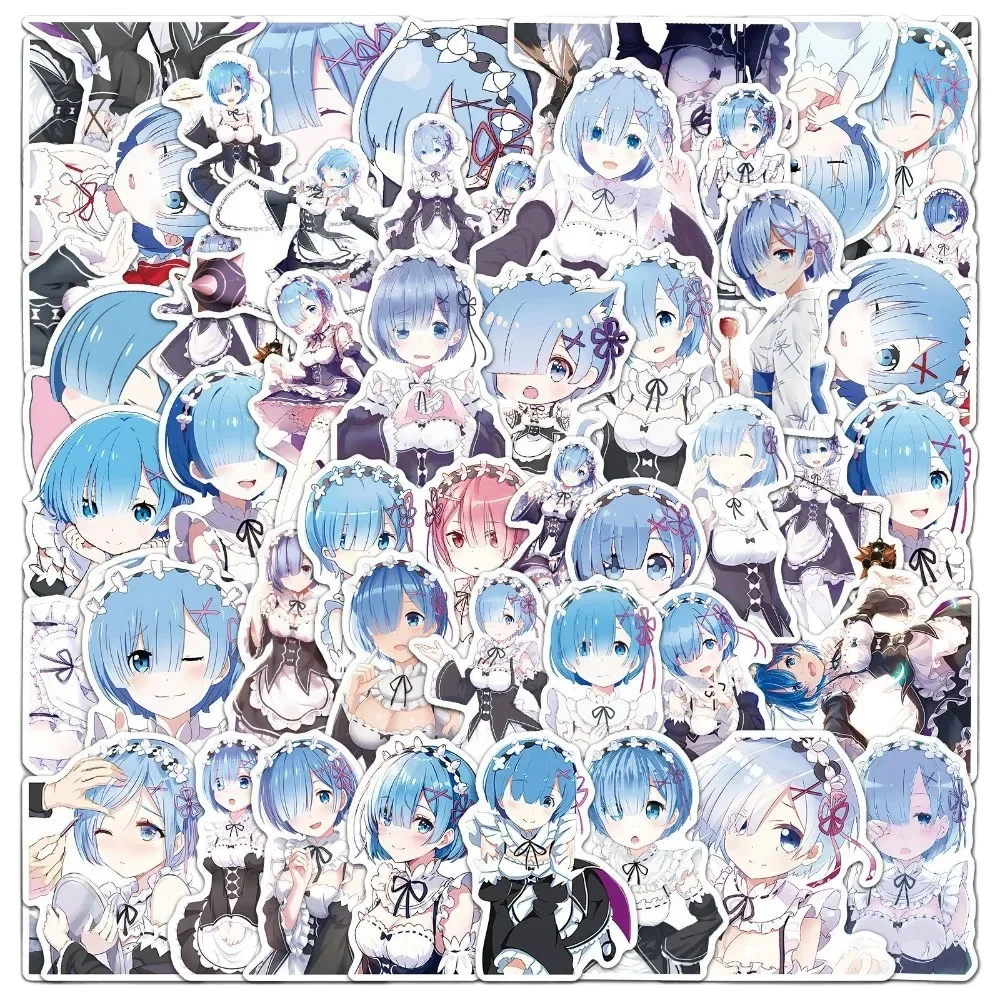 

51 шт. Re:Life in A Different World From Zero, аниме-наклейки, манга Emilia Rem Ram Kawaii, украшения для рисования для девочек