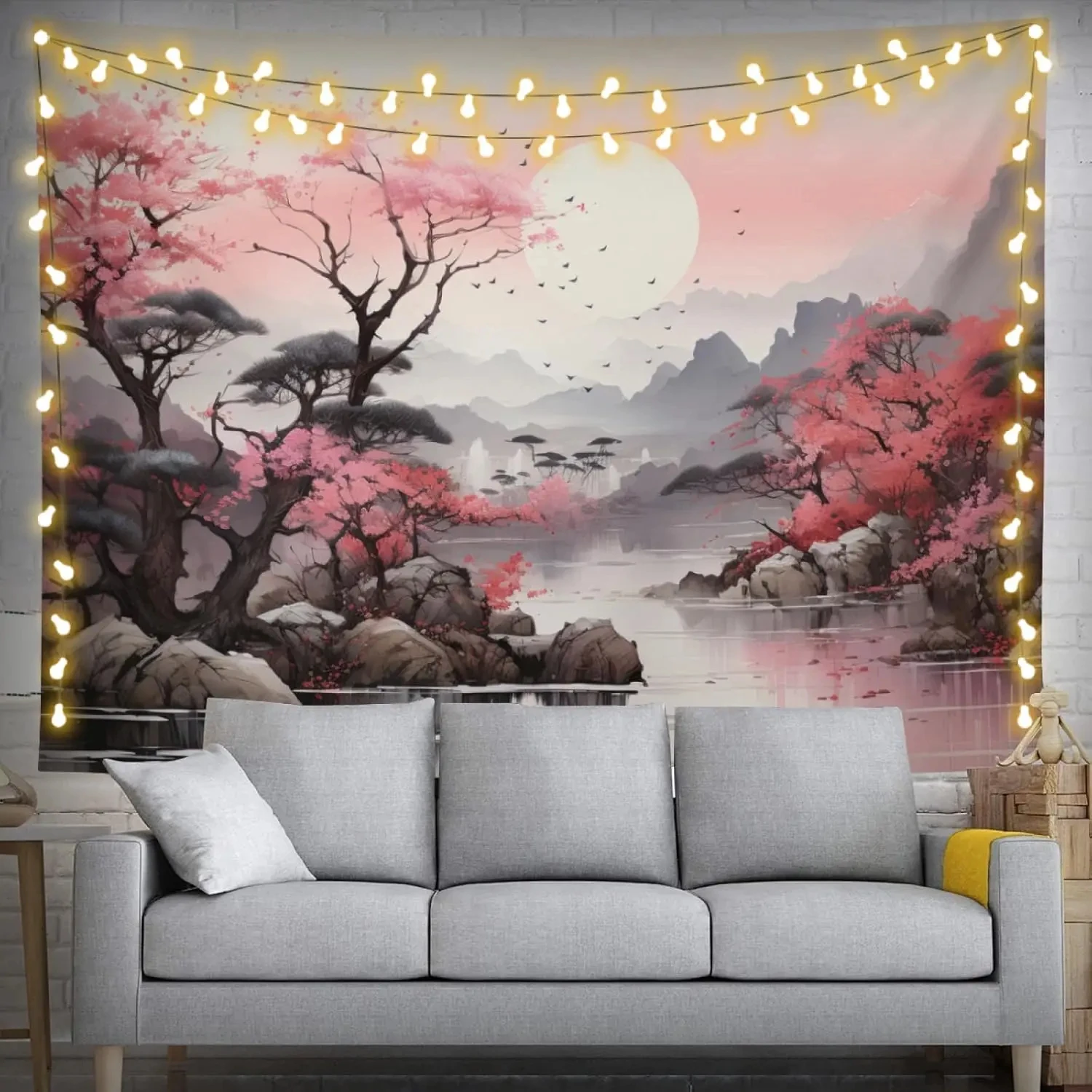VIKAMA Blue Misty Forest Tapestry Wall Hanging, 6 Designs, Wall Decor for Bedroom Living Room Dorm