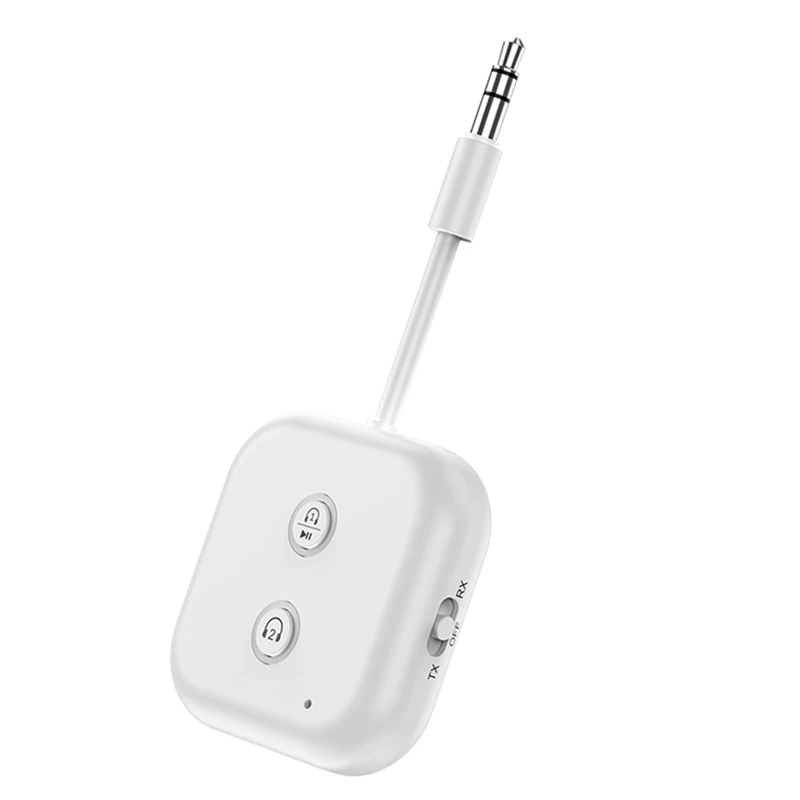 Transmisor receptor de Audio Bluetooth 5,3 2 en 1, adaptador inalámbrico con micrófono, música estéreo auxiliar de 3,5 MM para coche, avión y TV