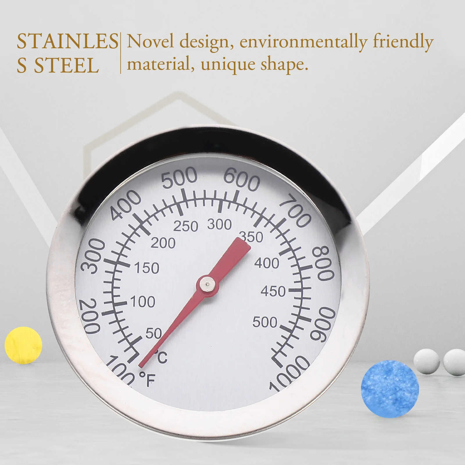 

2Pcs Bbq Thermometers Bimetallic Stainless Steel Oven Thermometer Fast Response Large Display Kitchen Food Thermometer