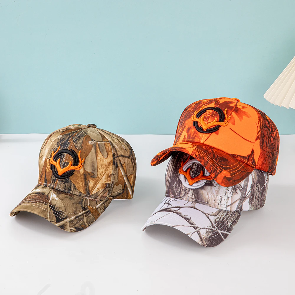 Modische Baseballkappen mit Hörner-Stickerei für Männer und Frauen Tarnmuster Taktischer Sonnenhut Frühling Herbst Outdoor-Sport Angeln Visiere – Detail 15