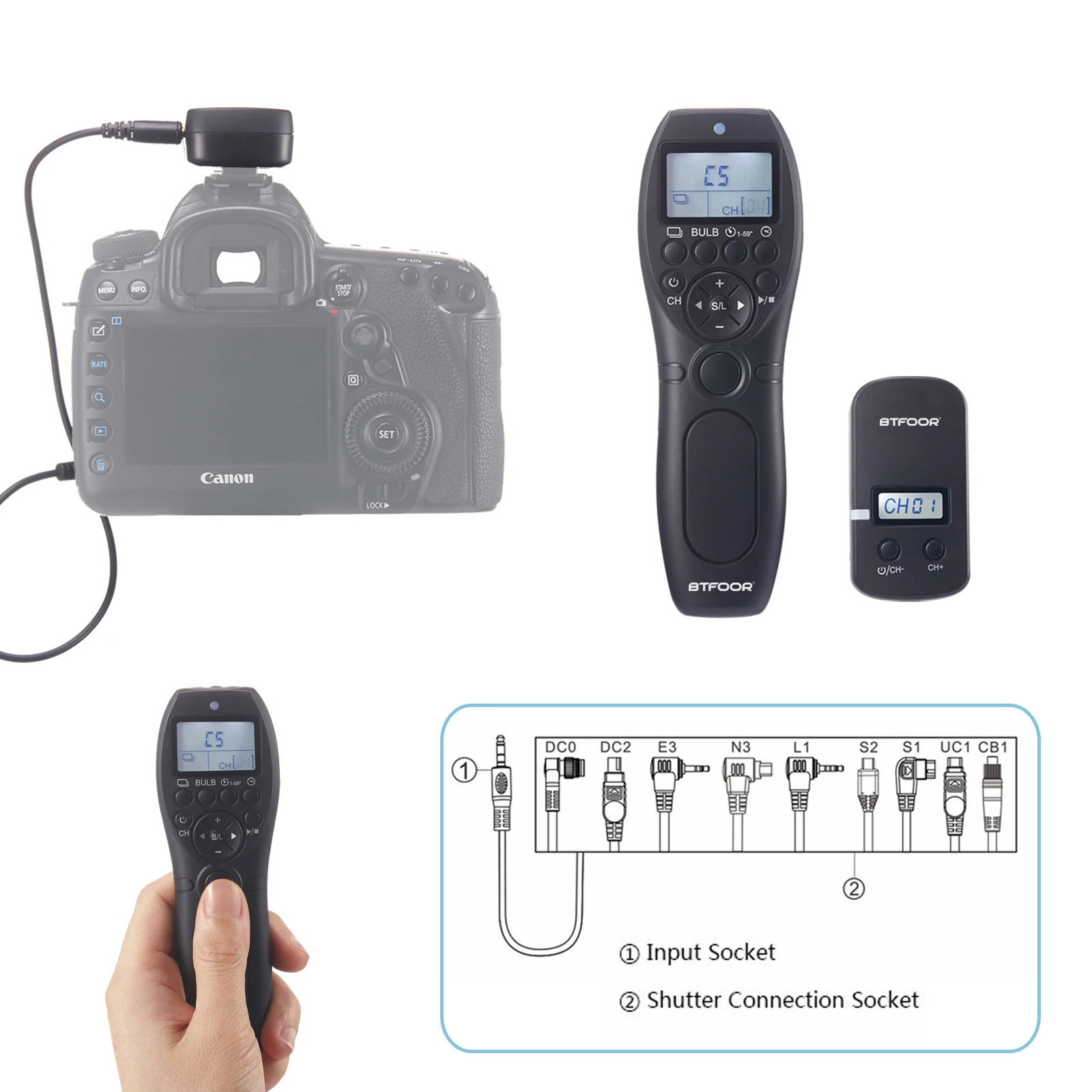 

Wireless Wired Timer Remote Control Shutter Release DC0 DC2 E2 L1 N3 E3 S1 S2 UC1 Cable For Canon Nikon Sony FUJITSU Camera