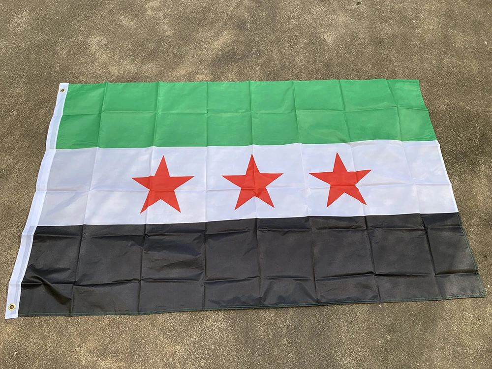 Z-ONE FLAG  Syria flag  90X150cm polyester hanging double side Flag Syria banner Indoor Outdoor Home decoration