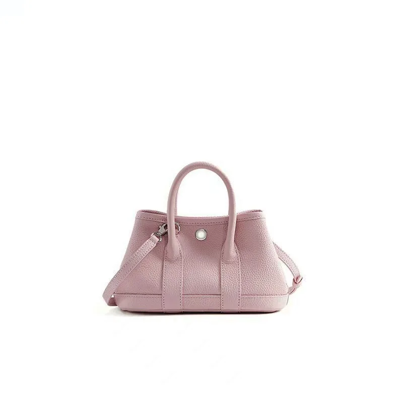 

New Light Luxury Small Handheld Tote Bag Litchi Pattern Cowhide Versatile Leather Mini Garden Bag