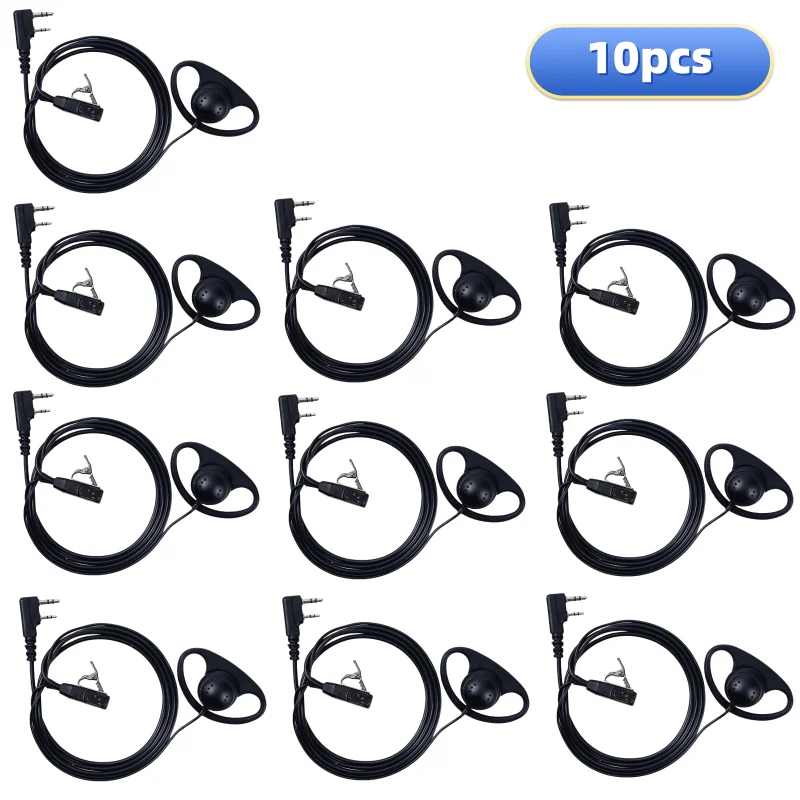 Baofeng 2 Pin Earpiece Headset with MIC PTT D-Shape Earphone Walkie Talkie Headset Multifunctional for Kenwood Puxing TYT Radio