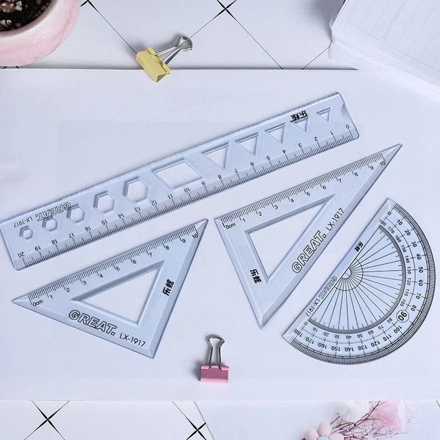 4PCS/Set Drawing Ruler Measurement Geometry Triangle Ruler Straightedge Protractor variety Rulers School&Office Stationery 4 4PCS/Set Drawing Ruler Measurement Geometry Triangle Ruler Straightedge Protractor variety Rulers School&Office Stationery 4