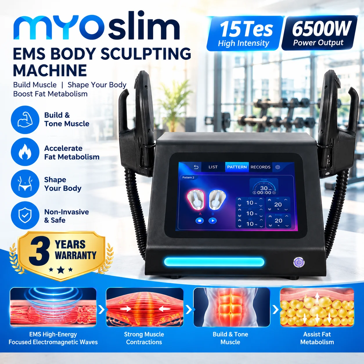 MYOslim EMS Body Muscle Stimulator Body Shaping Machine for Home Fitness Personal Workout Ab Toning and Muscle Training