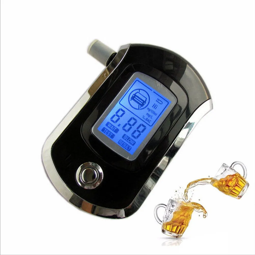 Professional Portable Mini Digital Breath Alcohol Tester with Large Blue Backlit LCD Screen High Sensitivity Sensor Audio Visual
