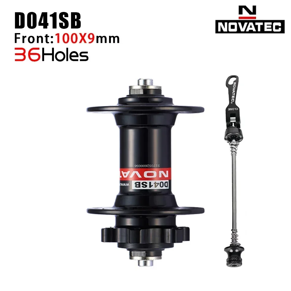 Cubo Dianteiro de Bicicleta NOVATEC D041SB com 2 Rolamentos, Cubo para Bicicleta de Montanha com 28/32/36 Furos, Freio a Disco de 6 Parafusos QR/THRU/BOOST para MTB