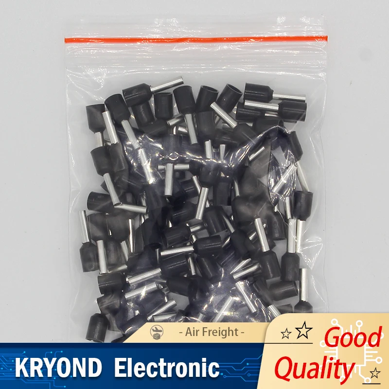 100PCS E1508 Tube Insulating Terminals 1.5mm² Cable Wire Crimp Connector E-