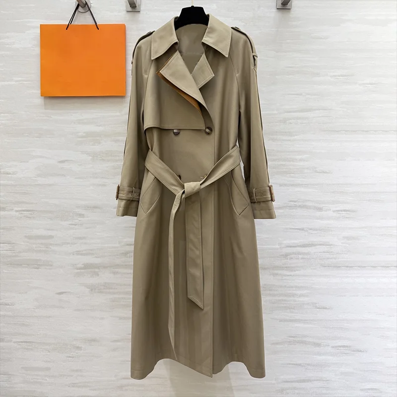 

Высококачественная женская осенняя ветровка в британском стиле — классический плащ против морщин и драпировки 251001102