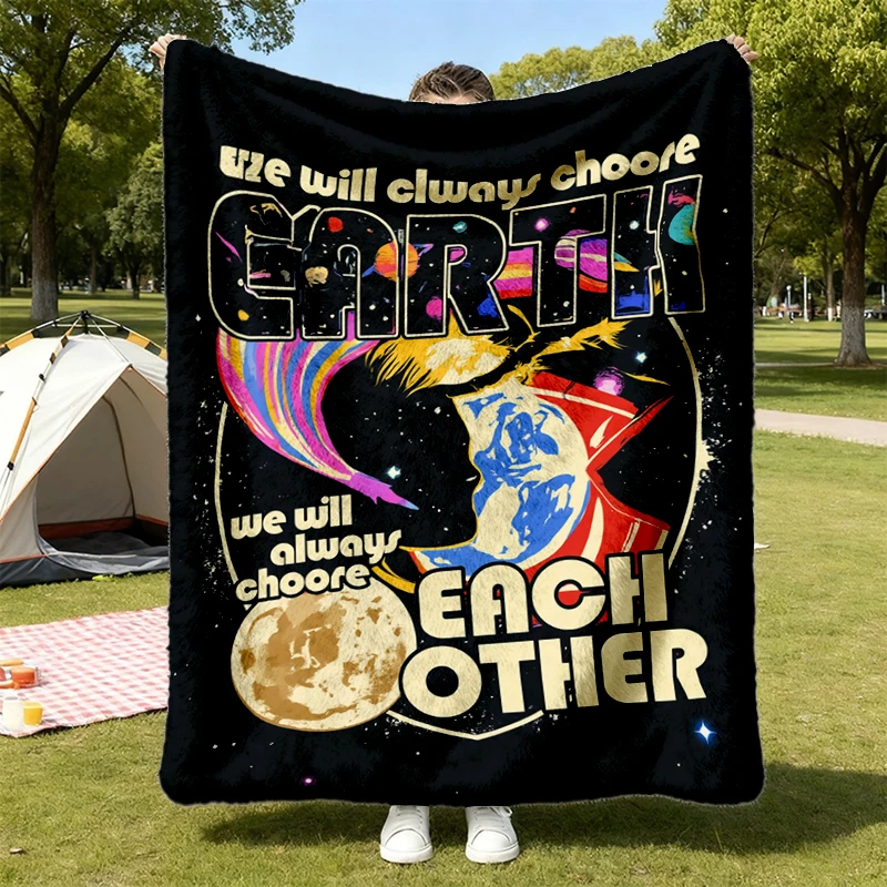 We Will Always Choose Earth, Christina Koch Artemis II Mission Flannel Blanket Unisex Flannel Throw Cozy Blanket