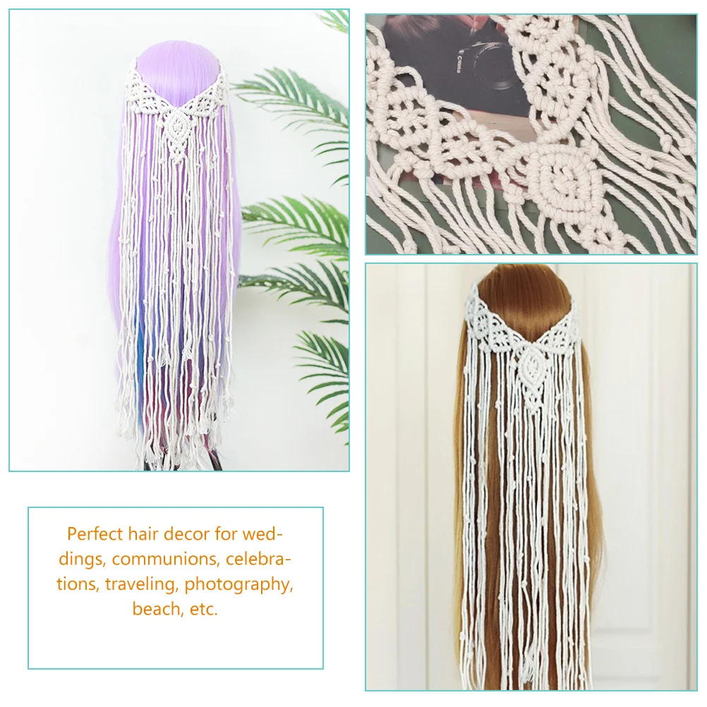 

H made Macrame Headb s Bohemian Style Hair Accessories Long Fringe Design Elegant Chic Perfect Weddings Celebrations Travel