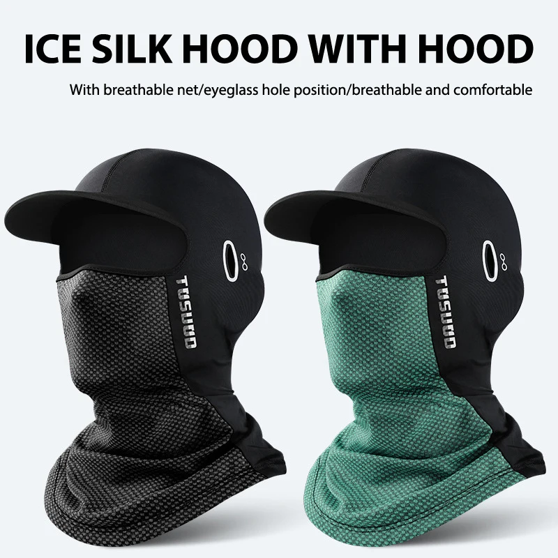 1pc Summer Ice Silk Sunscreen Headgear Motorcycle Helmet Lined Hood Equipment Bike Head Cover Tactical Cap Fishing Cycling