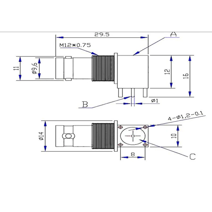 10 Stück/Lot BNC-KWE BNC-Buchse/Steckverbinder 50/75 Ohm Panelmontage 90-Grad-Koaxialadapter für CCTV – Detail 1