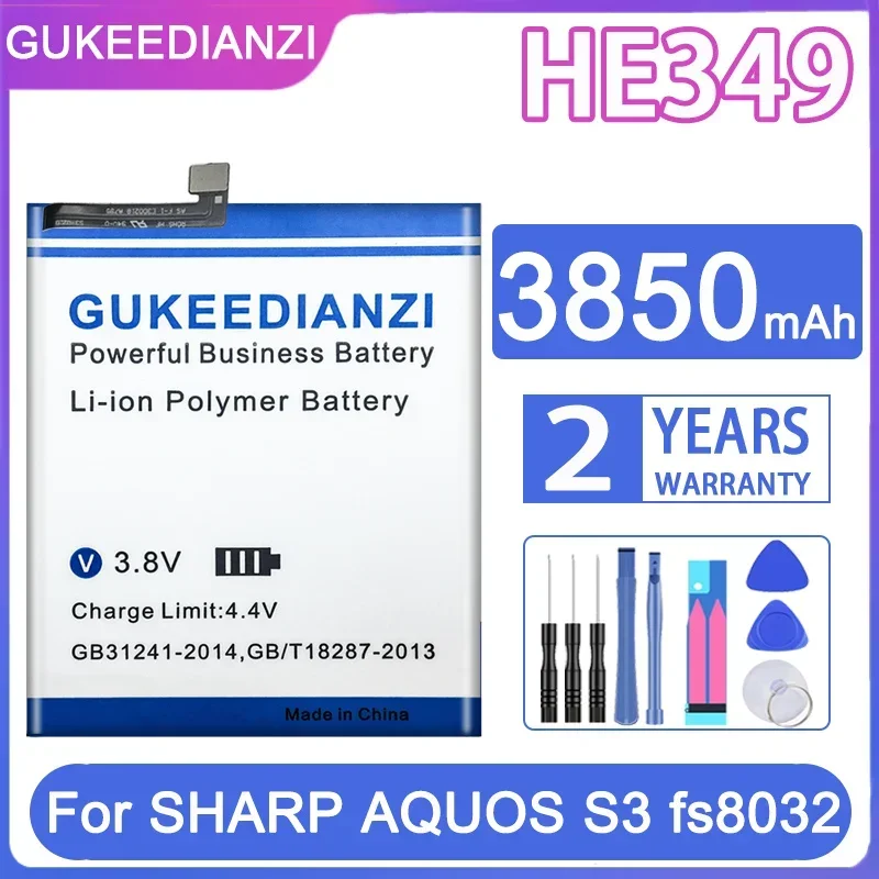 

GUKEEDIANZI Battery For SHARP AQUOS S3 Fs8032 3850mAh HE349 HE 349 Mobile Phone + Gift Tools