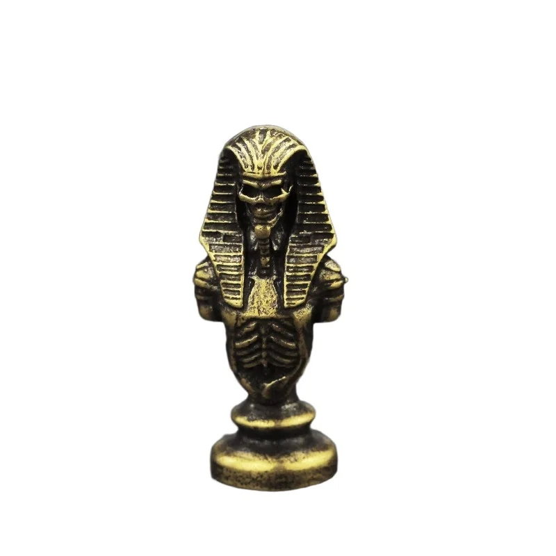 Ancient Egypt Brass Alloy Chess Pieces Pharaoh Anubis Obelisk Bust Figurine Replacement for Board Game Desktop Collectible Decor
