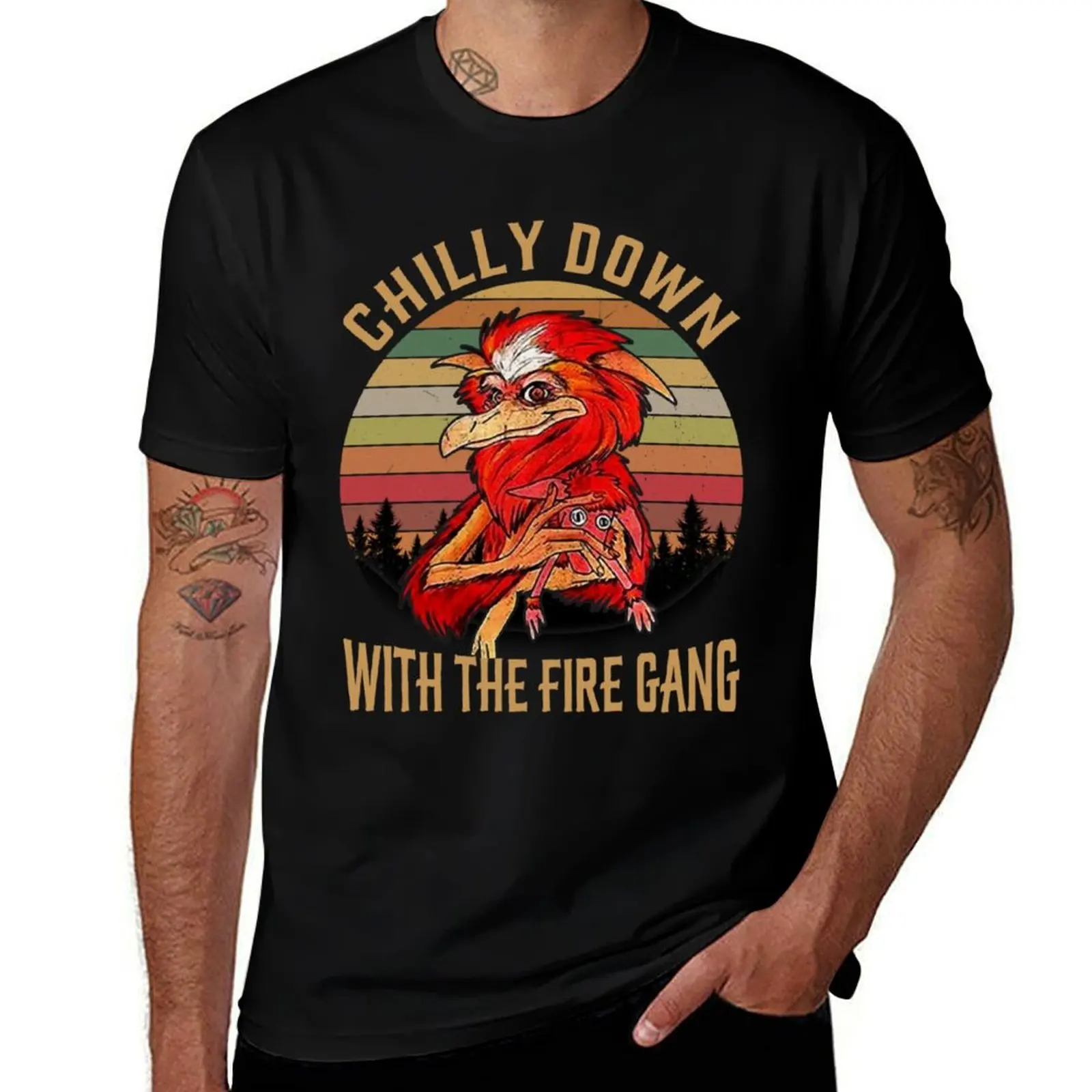 Chilly Down with The Fire Gang T-Shirt Basic Casual Wear Short Sleeve Top T-Shirt