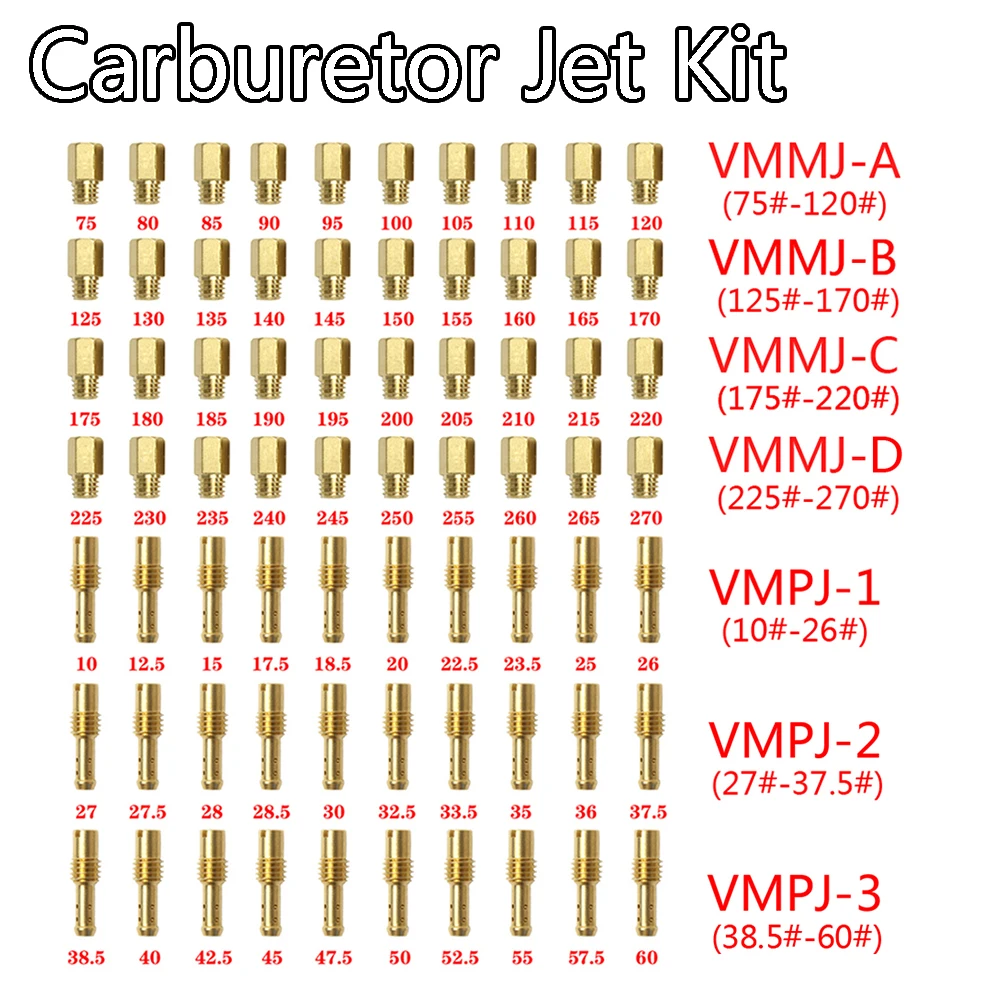 

Mortorcycle 10pcs lot motorcycle carburetor hex main type idle pilot jet jets for vm tm tmx ax100 dt125 y110 carburetor