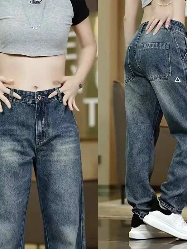 

Мужские джинсы с прямыми штанинами Waed Thiened, свободный крой, повседневная износостойкая одежда, осенний сезон, застежка-молния со средней талией