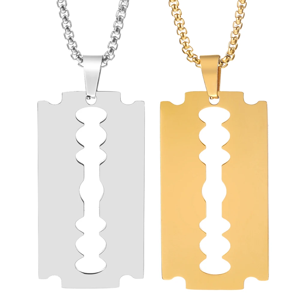 Trendy Edelstahl Klinge Rasiermesser Anhänger Gothic Punk Frauen/Männer Halskette Neutral Splitter Farbe Metall Hiphop Zubehör Schmuck