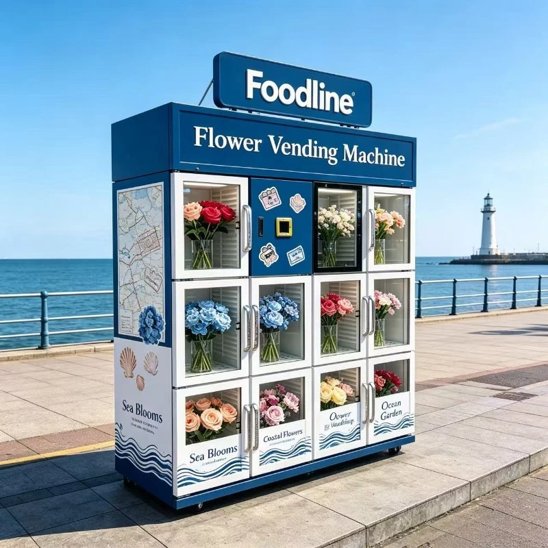 Custom Refrigerated Flower Vending Machine-24/7 Unmanned Operation Compressor Cooling ADA Compliant Custom Graphics 21.5