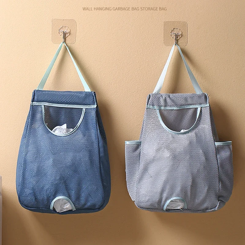 Garbage Bag Storage Box For Plastic Bag Wall Hanging Bag Washable Mesh Storage Bags Plastic Bag Holder Dispenser Kitchen Tools