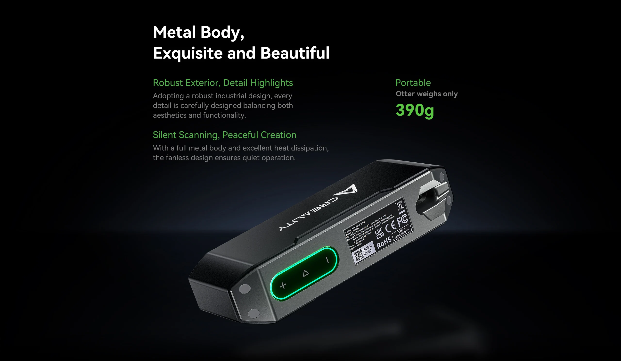 Creality CR Scan Otter 3D Handheld Scanner 0.02mm Accuracy Large Small 3D Scans Four-lens Stereo Vision 20fps Scanning 10-2000mm