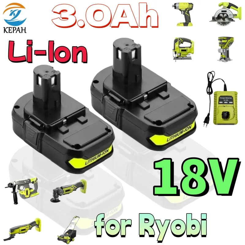3Ah Battery For RYOBI 18V P108 P104 P107 RB18L50 RB18L20, Replacement for One+ Plus 18V Power Tools,18650 Lithium 2.0-4.0Ah