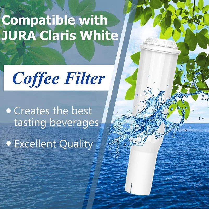 【GLAD】3 Pieces Filter Cartridge for Jura Claris White,Coffee Water Filter for Jura Impressa E8 Fully Automatic Coffee Machines