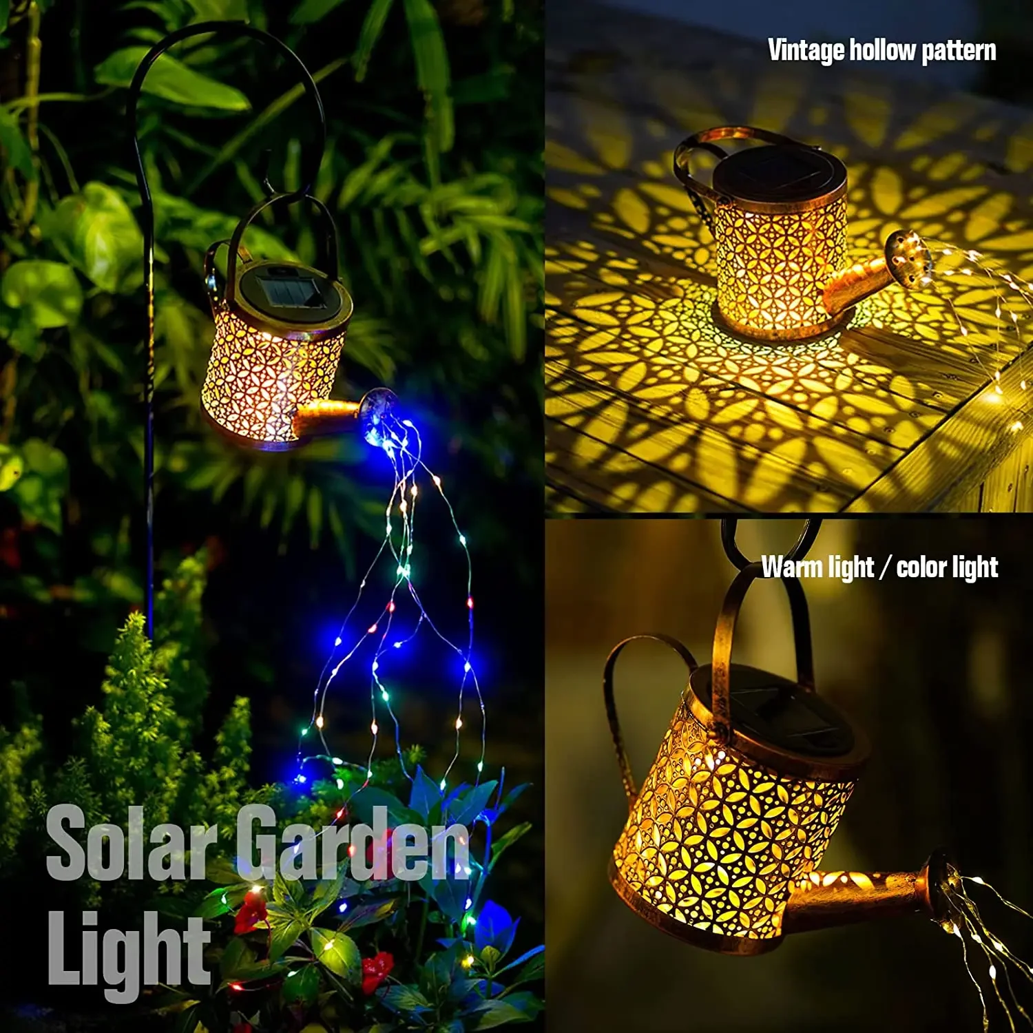 Annaffiatoio solare con luce a cascata luci solari ad acqua luci a cascata solari Decorative da giardino luce a sospensione impermeabile