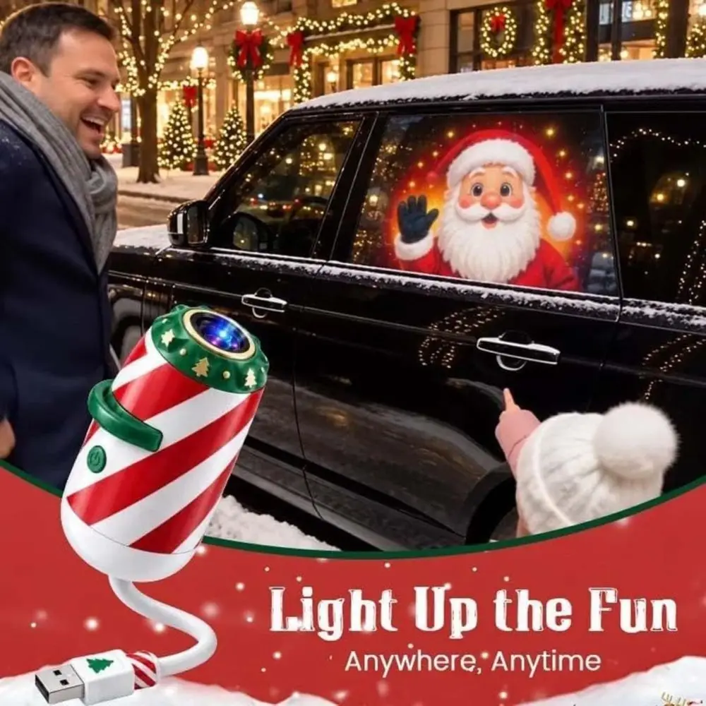 Rotatable Projection Christmas Car Projector Light Pattern Slides Christmas Pattern Slides Projection Lamp Candy Cane