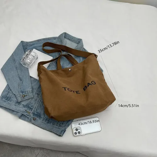 Imagen 2 del producto Bolso de mano Retro de lona gruesa, bolsos Premium Sense, bolso de viaje, bolsos de hombro para estudiantes de gran capacidad para mujer