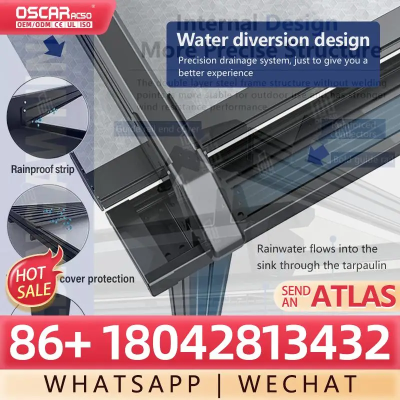 

Водонепроницаемый выдвижной алюминиевый ПВХ уличный тент для беседки с порошковым покрытием, настенный монтаж для террасы, чехлы для патио, выдвижной