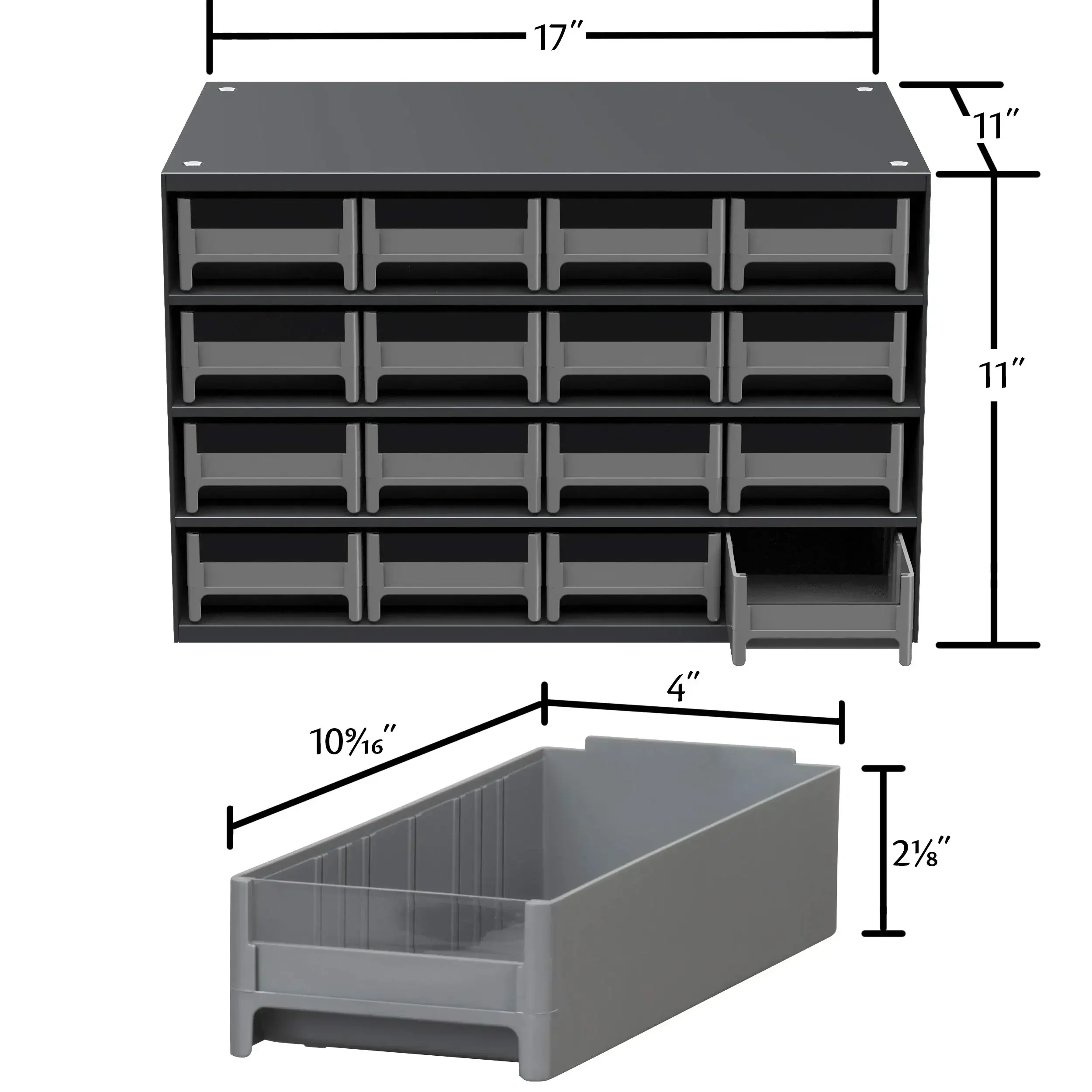 Akro-Mils-Armoire de rangement pour garage, petite quincaillerie, évalué pour N64., vis, boulons, kg et plus, 17 po W, 1999