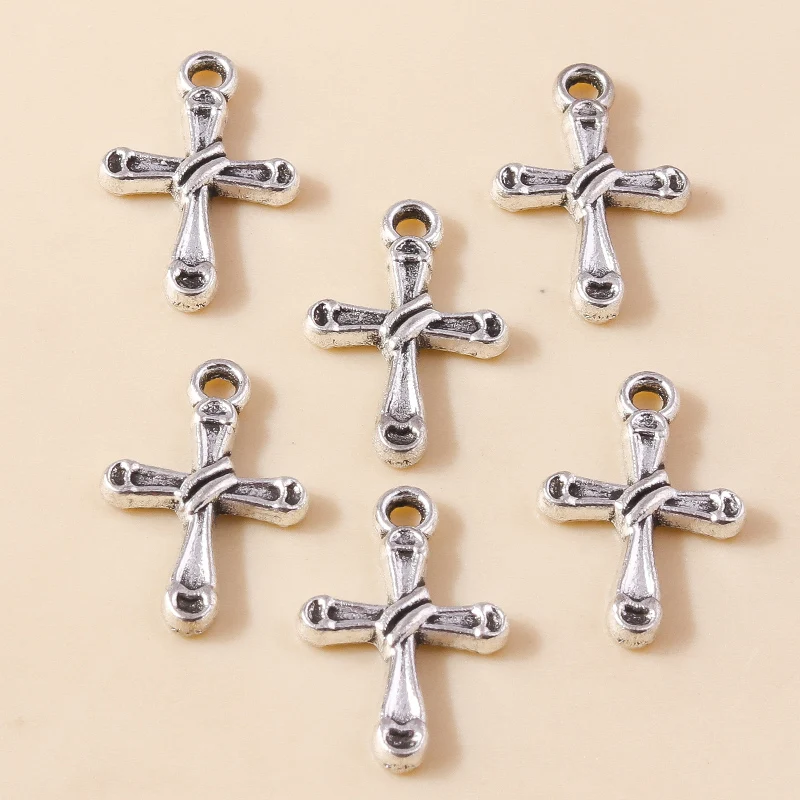 Leslie 30 Stück Antik-Silberfarbene Metall-Jesus-Kreuz-Anhänger für DIY-Schmuckherstellung, Armbänder, Halsketten – Detail 5